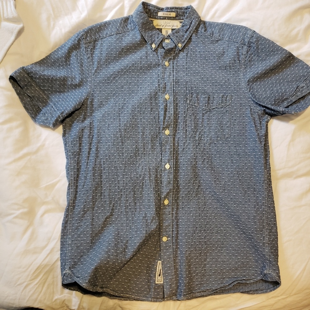 H&M blue short sleeve button down- medium